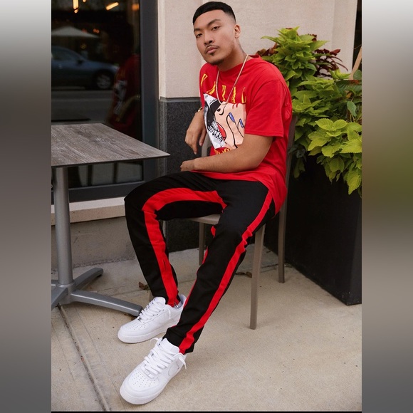 Travis Twill Joggers Black and Red - Picture 5 of 6